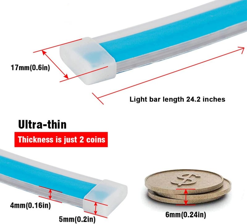 HIPOPY LED Headlight Strip Tube Light, 24 Inch Flexible DRL Daytime Running Light, Waterproof Switchback Sequential Flowing Turn Signal Lamp, Auto Accessories for Most Cars (Blue/Yellow) - Image 2